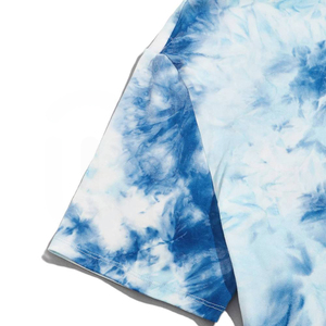 Camiseta de Punto Tie-Dye para Hombre, Manga Corta, Cuello Redondo, Casual, Holgada, Corte Regular, con Diseño Azul y Blanco - Product Image 5