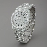 Montre Hip Hop pour Homme Entièrement Sertie de Moissanite VVS Plaqué Argent Sterling 925 Bracelet Platine Mouvement ETA Bijoux Tendance
