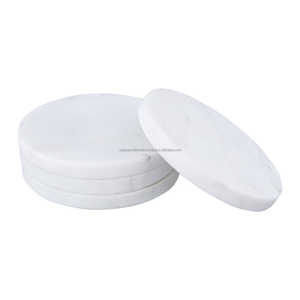 Juego de posavasos de taza de té de mármol blanco de forma redonda más vendida con ágata a precio a granel para posavasos de piedra de uso doméstico a buen precio - Product Image 1