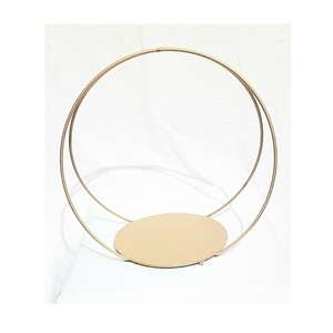 Support à gâteau rond en métal doré avec plateau de service, élégant présentoir de buffet pour les célébrations d'anniversaire et de mariage - Product Image 1