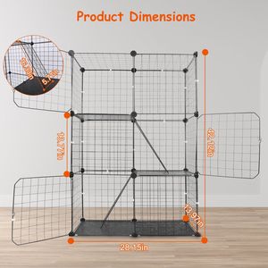Recinto per Gatti da Interno a 3 Livelli Staccabile, Grande Gabbia in Metallo per Esercizio con 3 Porte, 2 Scale e 1 Cuccia per Gattini - Product Image 5