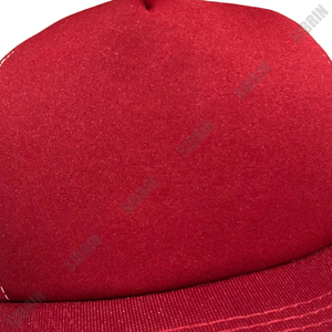 SIBRIN Custom Logo 6 Panel Trucker Cap Red Beige Mesh Cotton Twill <b>Flat</b> Brim Adjustable Fit Baseball <b>Hat</b> Outdoor Streetwear - Product Image 6