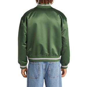 Veste universitaire personnalisée pour homme en blanc et bleu avec col montant en satin de haute qualité et logo frontal 2026 - Product Image 5