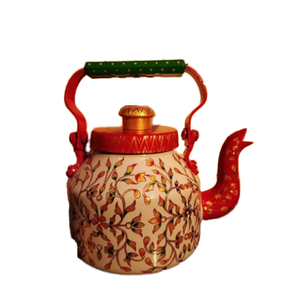 Nouvelle théière décorative Art Déco artisanale, best-seller, avec des motifs floraux vibrants, traditionnelle pour mariage indien et retraite - Product Image 1