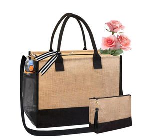 Large Size Jute Messenger Bag with Reinforced Bottom <b>Adjustable</b> Shoulder Strap Crossbody Bag for Heavy Duty Use - Product Image 5