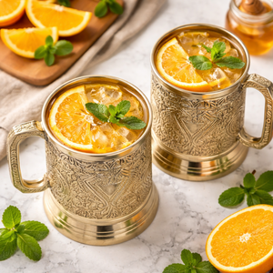 Ensemble de tasses en laiton de qualité supérieure |   Verre à bière décoratif artisanal royal |   Décoration de table de style médiéval vintage pour la maison et les cadeaux - Product Image 2