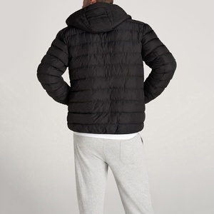 Blouson matelassé noir à capuche pour homme avec fermeture éclair, coupe-vent, manteau d'hiver, couleur unie, rembourrage en polyester, coupe régulière, décontracté 2026 - Product Image 3