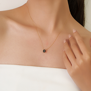 Élégant Collier Pendentif Solitaire en Or Jaune 18K avec Diamant Noir, Pierre de Naissance d'Avril, Nouveauté, pour Port Quotidien, Fournisseur de Bijoux - Product Image 4