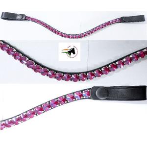 Frontal de cuero para caballo con botón a presión de fácil cambio, cristal Rivoli de 10mm, desmontable, con adornos brillantes, para equipo ecuestre - Product Image 1