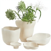 Ensemble de 3 vases en céramique Art Déco blancs en relief, bouteilles décoratives texturées à glaçure transparente pour la décoration de table à la maison