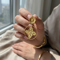 Nuevo Diseño, Venta al por Mayor, Pendientes Étnicos de Latón Hechos a Mano, Chapados en Oro de 24k, Joyería de Alta Calidad, Diseñador de Joyería de Latón, Importador de Joyería de EE. UU.