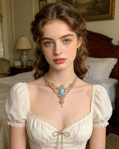 Handmade Blue Kyanite Pearl Macrame Choker <b>Necklace</b> Gold Cord Natural Gemstone Boho <b>Statement</b> Healing Jewelry - Product Image 4