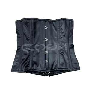 Wholesale Black Satin <b>Underbust</b> Corset – Women Waist Trainer Body Shaper with Steel Bones & Lace-Up Back - Product Image 1