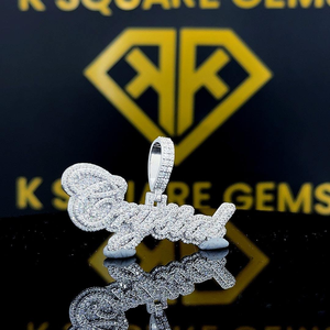 Rhodium-Plattierter Zirkon-Besetzter Standard-Wortanhänger im Hip-Hop-Stil, Luxuriöser Buchstaben-Charm, Modische Herrenschmuck-Halskette, Geschenk - Product Image 1