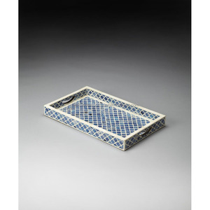 ถาดไม้ลายดอกไม้รักษ์โลกฝังเรซิ่น งานฝีมือตกแต่งบ้านสุดหรูหรา - Product Image 1