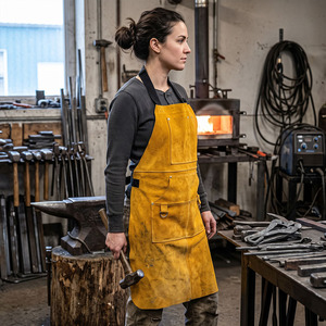Heavy-Duty Sleeveless Leather Welding <b>Apron</b> Cowhide Split Industrial Fire-Resistant CE Certified Safety <b>Work</b> Clothing for - Product Image 4