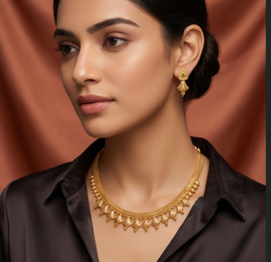 DIVYORO Juego de collar corto y pendientes de aleación de cobre chapado en oro de longitud ajustable para mujer, joyería de boda de estilo clásico - Product Image 3