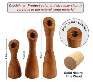 Ensemble de porte-bougies coniques en bois faits à la main, style rustique, pour mariage, table à manger, décoration intérieure - Product Image 5