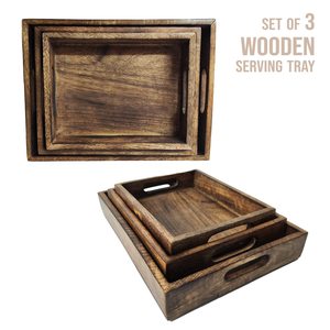 Bandejas de Madera de Mango Grandes para Almacenamiento, Juegos de Regalo, Bandeja Decorativa Hecha a Mano, Forma Rectangular, Bandejas para Servir, Usos Múltiples para Hoteles - Product Image 3