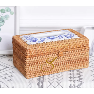 Boîte à mouchoirs en rotin tissé à la main pour la décoration de la maison - Product Image 1