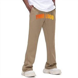 Customized Logo Men Flared Pants 100 % Cotton Slim <b>Stacked</b> <b>Jogger</b> Solid Color Custom Logo high demanding Men Flared Pant - Product Image 1