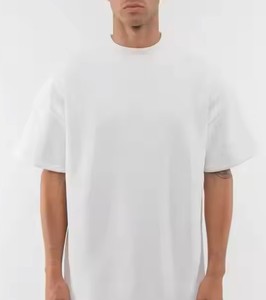 T-shirt ample noir uni de haute qualité à épaules tombantes, disponible en couleurs personnalisées, T-shirts pour hommes - Product Image 1