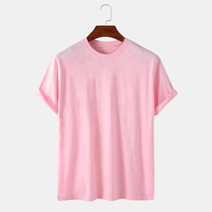 T-shirts en coton 100% pour hommes, formels, surdimensionnés, couleur unie, OEM personnalisé, de haute qualité, en tissu peigné, avec impression de logo sur le devant - Product Image 3