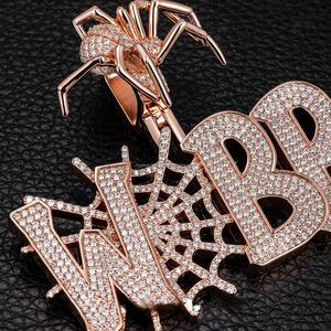 Hip Hop Iced Out Custom Letter WEBB Pendant VVS Moissanite CZ Diamond <b>Spider</b> Web Name Charm <b>Necklace</b> - Product Image 2