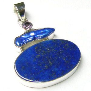 Colgante de diseño de moda con ágata verde musgo y perla biwa, hecho a mano en Jaipur, joyería de exportación para mujer, plata de ley 925. - Product Image 3