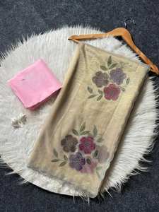 Sari long brodé de créateur pour femme, haut de gamme, ethnique indien, bicolore, pour mariages, soirées de bal, tenue d'hiver, d'été, d'automne - Product Image 4