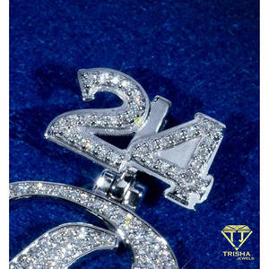 Luxury B 24 Letter Pendant Necklace Custom Number <b>Iced</b> <b>Out</b> moissanite Diamond Hip Hop <b>Chain</b> Fashion Jewelry Wholesale - Product Image 5