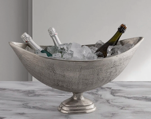 Nouveauté : Seau à glace ovale en métal argenté, grand bol à champagne sur piédestal, refroidisseur à vin pour bar à domicile et événements - Product Image 6
