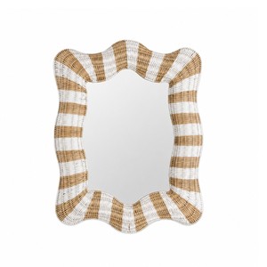 Handwoven Rattan Wall <b>Mirror</b> Rustic Boho Scalloped <b>Mirror</b> for Bedroom Living Room Natural Home Decoration made in Vietnam - Product Image 1