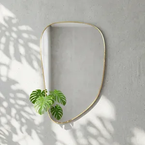 Irregular <b>Gold</b> Brass <b>Frame</b> Wall <b>Mirror</b> 3.0mm Thick Modern Minimalist Design for Bedroom Bathroom Entryway & Living Room - Product Image 3
