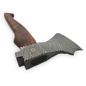 Artisan Forged Damascus Steel Hatchet Rosewood <b>Handle</b> With Leather Sheath Custom <b>Axe</b> Outdoor <b>Axe</b> - Product Image 5