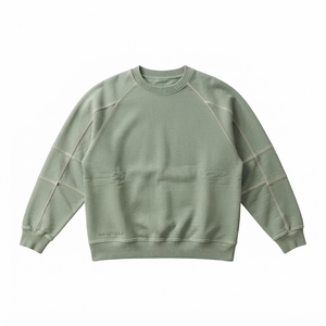 เสื้อสเวตเชิ้ตคอกลมสีเขียวเซจสำหรับผู้ชาย แขนเสื้อแบบแร็กแลน สไตล์ลำลอง สตรีทแวร์ เสื้อแขนยาว - Product Image 4