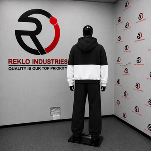 Black <b>White</b> Color Block Tracksuit <b>Men</b> Full Zip Hoodie And <b>Jogger</b> Pants Set Casual Streetwear Athletic Sports Outfit Premium Flee - Product Image 4
