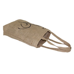 Sac de courses personnalisé en jute à imprimé floral, en toile de jute naturelle pour usage quotidien, pour légumes et aliments, impression sérigraphique - Product Image 3