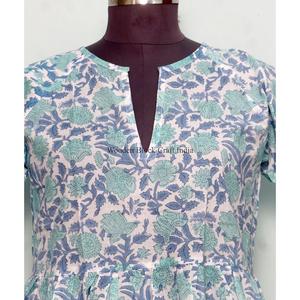 Vestido Corto Tipo A para Mujer, Cómodo, Formal, para Viaje, Ecológico, Cintura Natural, 100% Algodón, Estampado Floral Digital - Product Image 3