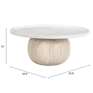 Solid Wooden Round Shape Handcrafted <b>White</b> Tray Style Top <b>White</b> Finish Long Lasting Easy Clean Luxury Living Room <b>Coffee</b> <b>Table</b> - Product Image 6