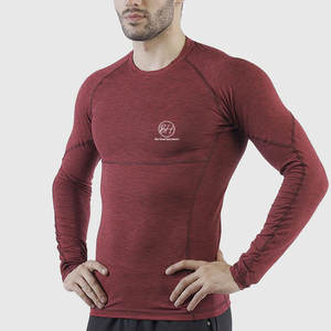 T-shirt de compression pour homme, coupe ample, imprimé avec logo personnalisé, 100 % coton, manches longues, léger - Product Image 1