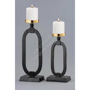 Ensemble de 2 bougeoirs en métal pour mariages et fêtes de Noël, finition dorée/noire, design moderne fait main, accessoires de table - Product Image 3