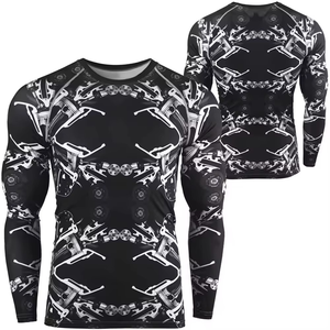 Oem Unisex Men's Long Sleeve Mma Rashguard Sports Shirt Custom Logo Polyester Blank <b>Surf</b> Compression Adult Size - Product Image 4