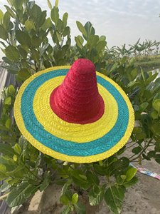 Handmade Adjustable Cotton Linen Straw Bucket Hat Woven Sun Hat <b>Red</b> <b>Ribbon</b> Embroidery Logo Unisex Beach Summer Casual Adult - Product Image 3
