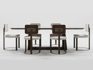 Juego de Comedor Moderno de Lujo en Madera de Teca Sólida, Aparador Dorado, 6 Sillas, Mesa de Cocina Ovalada, Mueble de Almacenamiento - Product Image 3