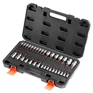 Set di chiavi a bussola Torx da 34 pezzi, a stella solida e antimanomissione, in acciaio legato S2 CR-V, attacco da 1/4, 3/8, 1/2 pollici per Dri - Product Image 1
