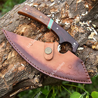 Exotisch gekleurd Damascus staal Ulu-mes ergonomische handgreep roestvrijstalen lemmet ambidexter lederen schede cadeauset - aanpasbaar