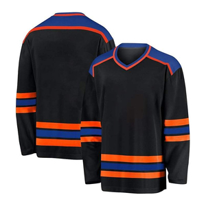 Maillot de hockey sur glace unisexe personnalisé rouge, col en V, impression sublimée, évacuation de l'humidité, respirant, anti-UV, manches longues, polyester, nom de l'équipe - Product Image 5