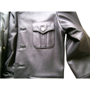 Hand Made Men's Vintage 20th Century Era Genuine Cowhide Biker <b>Jacket</b> in Waxed <b>Leather</b> with Classic Look and Durable Finish - Product Image 4