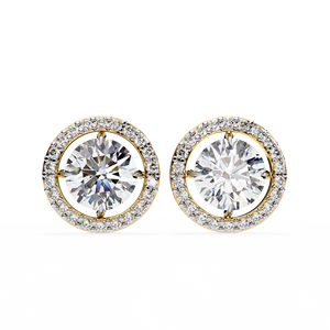 Pendientes de Boda Vintage para Mujer, Oro de 18 Quilates, Diamantes Cultivados en Laboratorio, Certificados por IGI, Diseño de Halo Redondo Chapado en Oro - Product Image 3